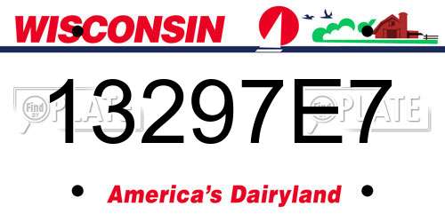 13297E7 Wisconsin License Plate