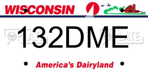 132DME Wisconsin License Plate