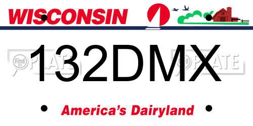 132DMX Wisconsin License Plate