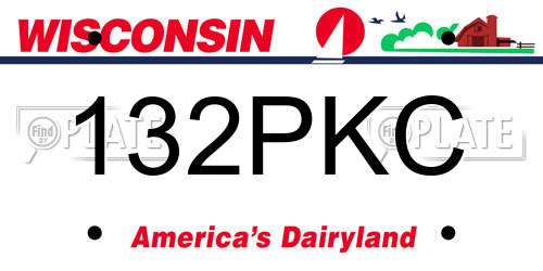 132PKC Wisconsin License Plate