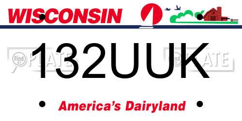 132UUK Wisconsin License Plate