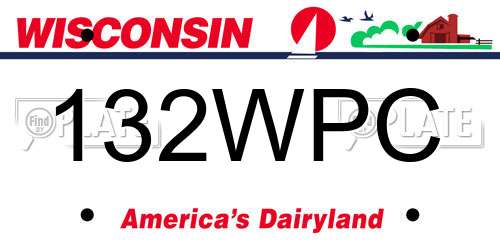 132WPC Wisconsin License Plate