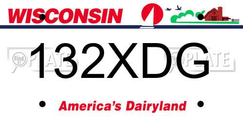 132XDG Wisconsin License Plate