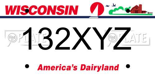 132XYZ Wisconsin License Plate