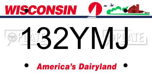132YMJ Wisconsin License Plate