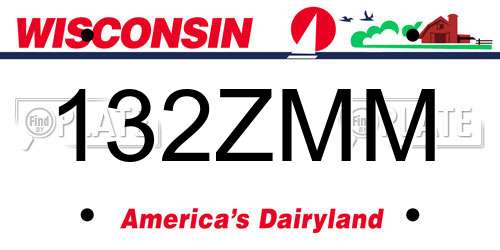 132ZMM Wisconsin License Plate