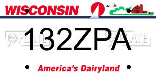 132ZPA Wisconsin License Plate