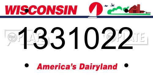 1331022 Wisconsin License Plate