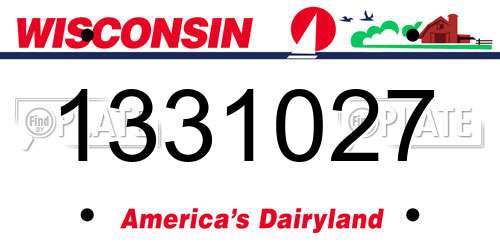1331027 Wisconsin License Plate