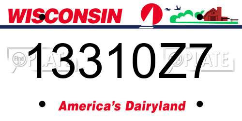 13310Z7 Wisconsin License Plate