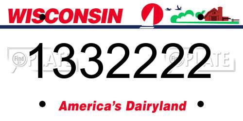 1332222 Wisconsin License Plate