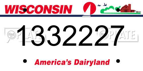 1332227 Wisconsin License Plate