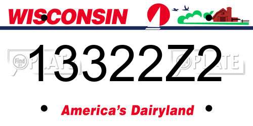 13322Z2 Wisconsin License Plate