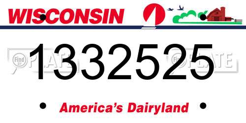 1332525 Wisconsin License Plate