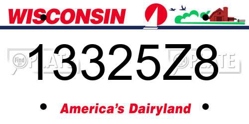 13325Z8 Wisconsin License Plate