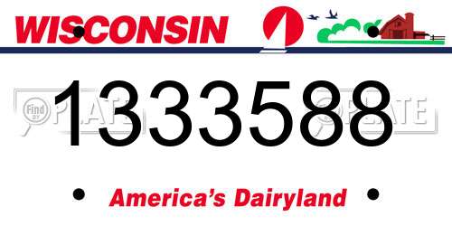 1333588 Wisconsin License Plate
