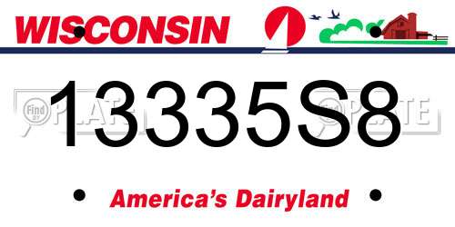 13335S8 Wisconsin License Plate