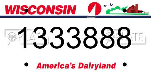 1333888 Wisconsin License Plate