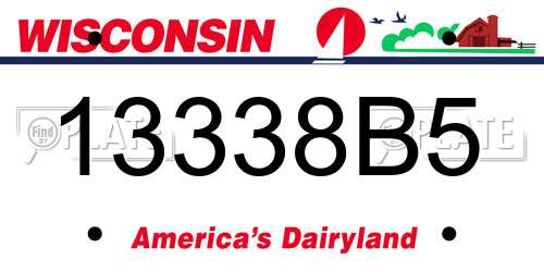 13338B5 Wisconsin License Plate