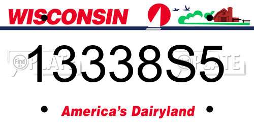 13338S5 Wisconsin License Plate