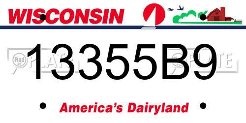 13355B9 Wisconsin License Plate