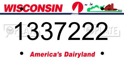 1337222 Wisconsin License Plate