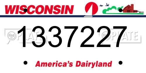1337227 Wisconsin License Plate