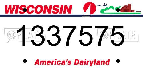 1337575 Wisconsin License Plate