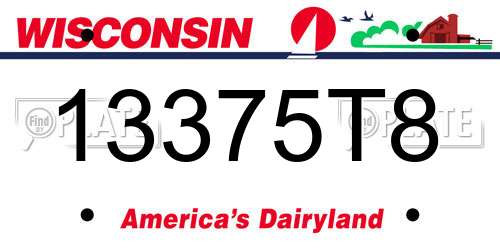 13375T8 Wisconsin License Plate
