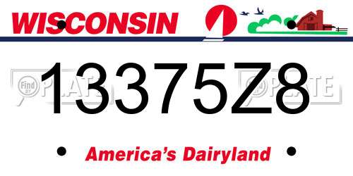 13375Z8 Wisconsin License Plate