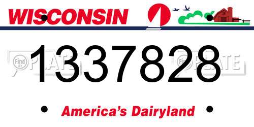 1337828 Wisconsin License Plate