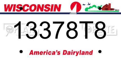 13378T8 Wisconsin License Plate