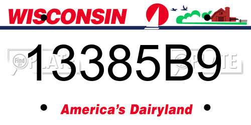 13385B9 Wisconsin License Plate