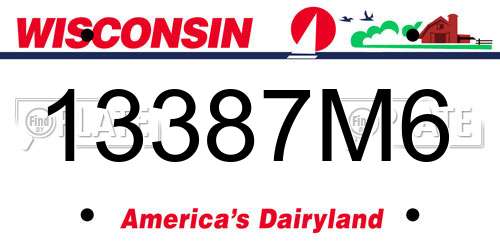 13387M6 Wisconsin License Plate
