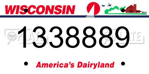 1338889 Wisconsin License Plate