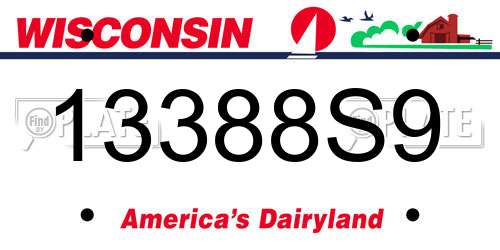 13388S9 Wisconsin License Plate