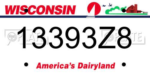 13393Z8 Wisconsin License Plate