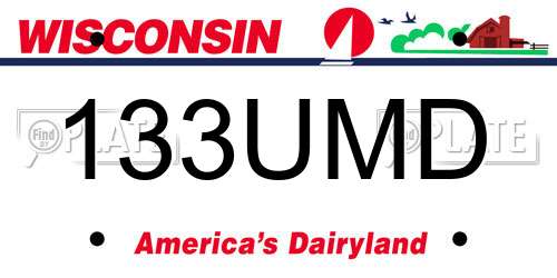 133UMD Wisconsin License Plate