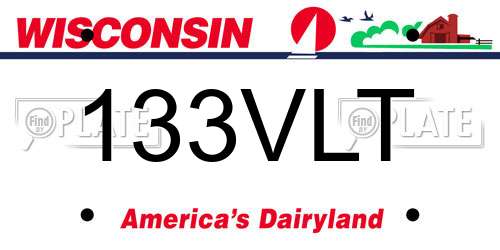 133VLT Wisconsin License Plate