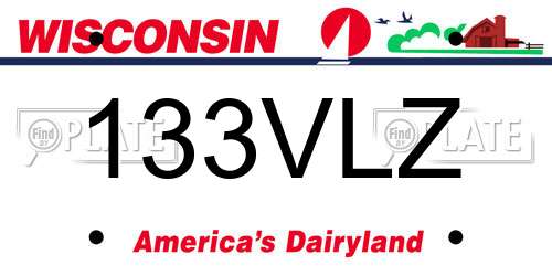 133VLZ Wisconsin License Plate