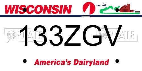 133ZGV Wisconsin License Plate