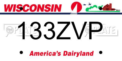 133ZVP Wisconsin License Plate