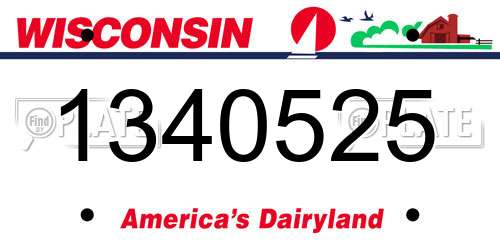 1340525 Wisconsin License Plate