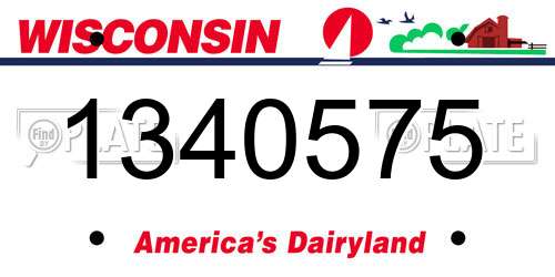 1340575 Wisconsin License Plate