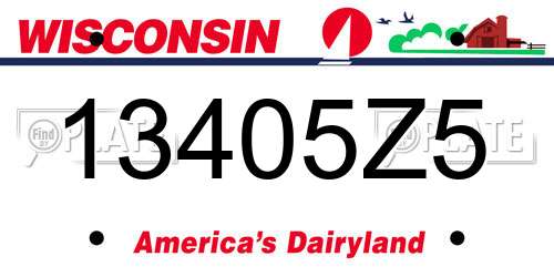 13405Z5 Wisconsin License Plate