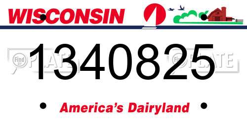 1340825 Wisconsin License Plate
