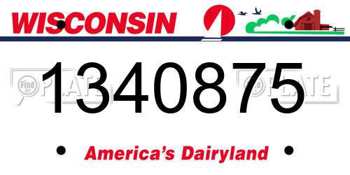 1340875 Wisconsin License Plate