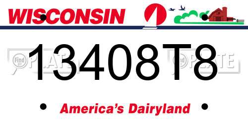 13408T8 Wisconsin License Plate