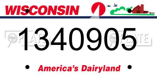 1340905 Wisconsin License Plate