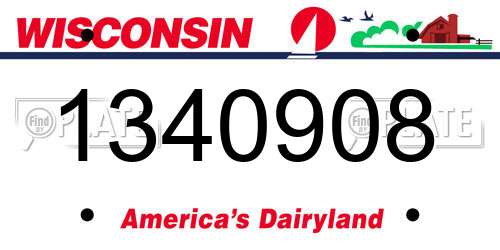 1340908 Wisconsin License Plate